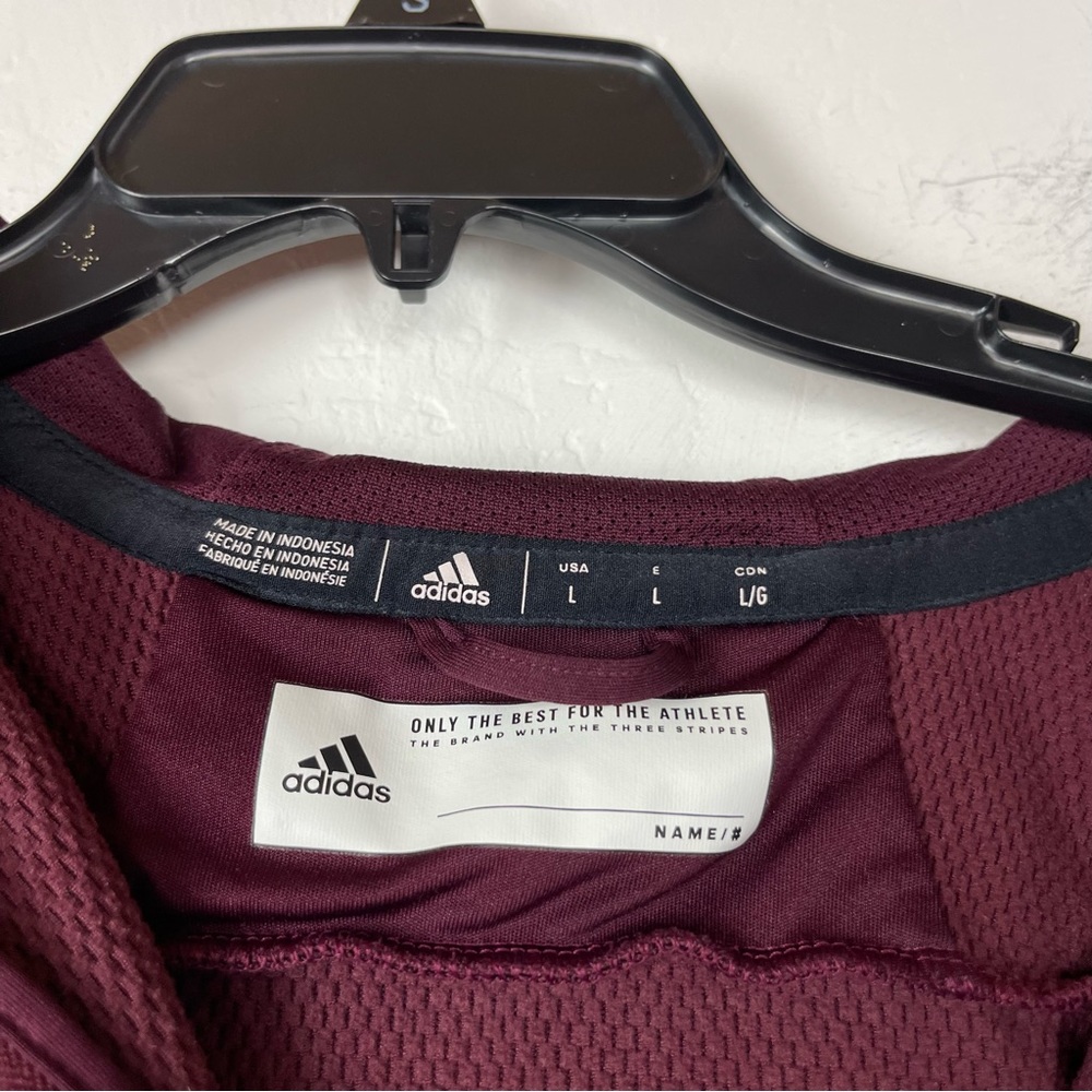 Adidas Jacket Hoodie Melium Team Issue Burgundy Maroon Full Zip Workout Athletic - Picture 3 of 9